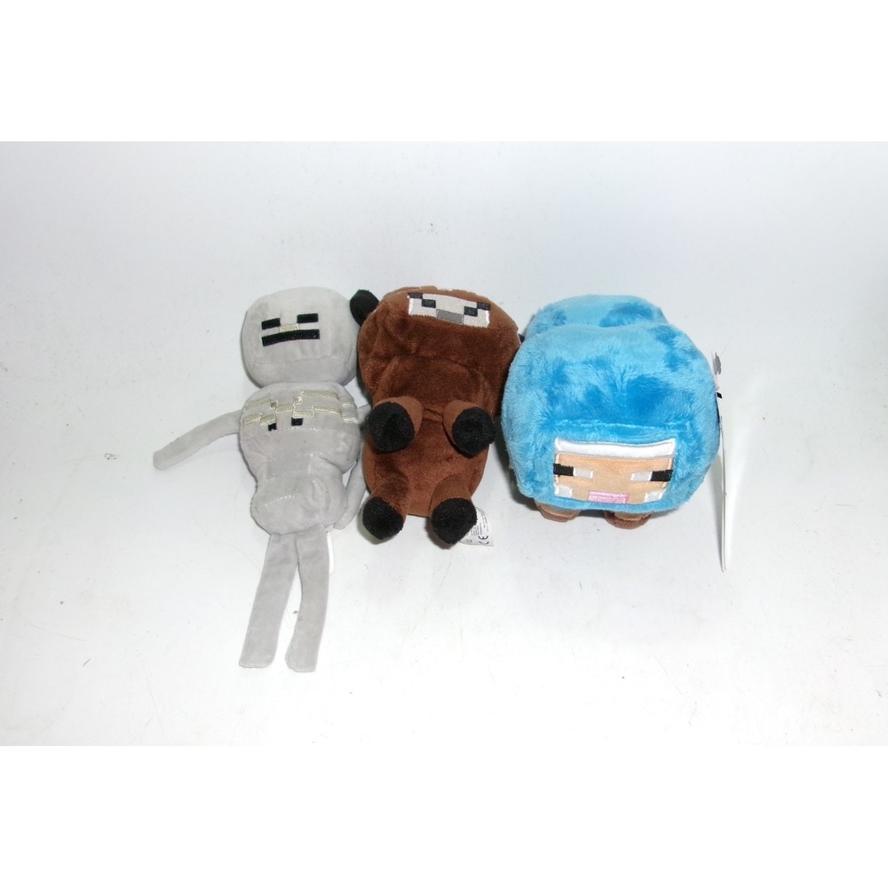 2014 Minecraft Mojang Figures – Cow, Sheep & Gray Skeleton – Play Wear